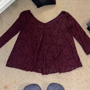 Womens mid sleeve lace flowy blouse